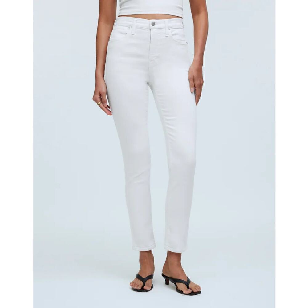 Madewell Stovepipe Jeans High Rise Slim Straight Leg Pure White NWT Waist 27